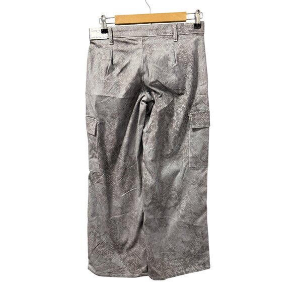 Madden Girl Distressed Gray Cargo Pants Junior Sz 1 Loose Fit Snake Print Textur - Picture 6 of 10